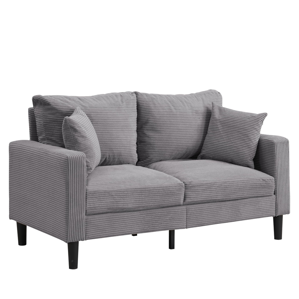 Oversized Corduroy Sofa with 2 Throw Pillows D814