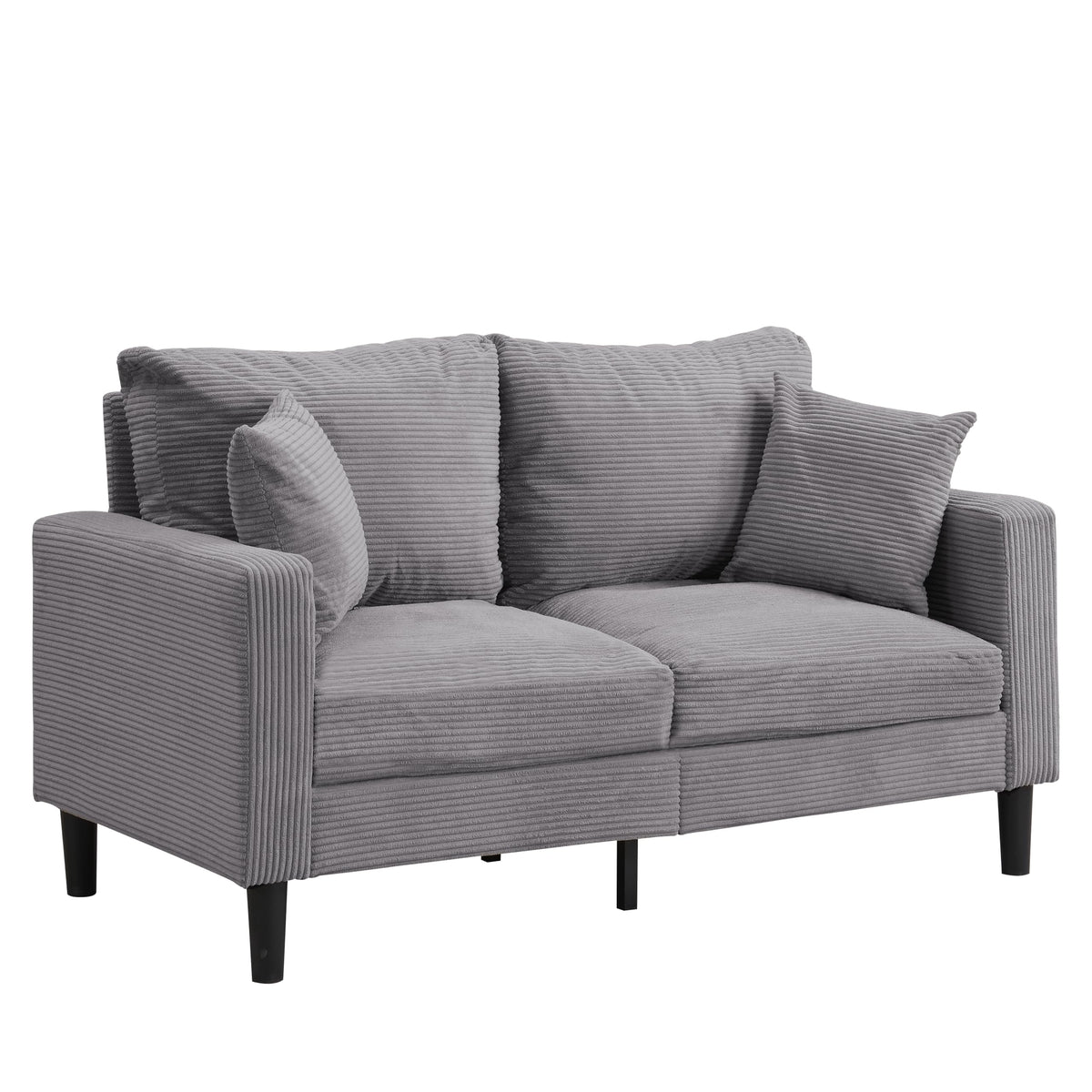 Oversized Corduroy Sofa with 2 Throw Pillows D814