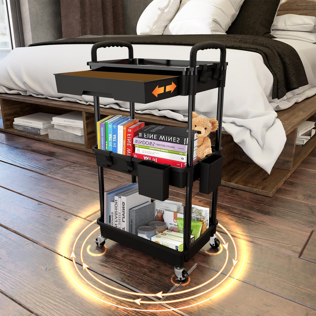 3 Tier Rolling Utility Cart with Drawer H886