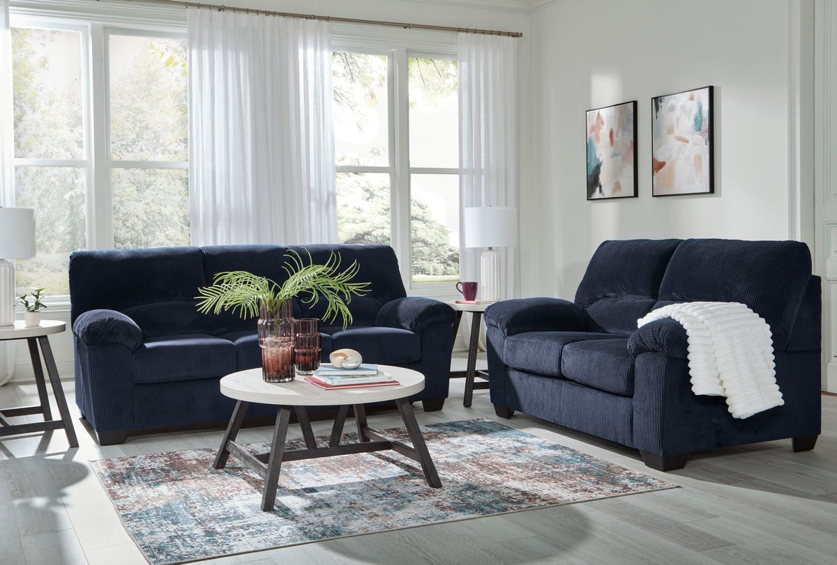 Navy Corduroy Sofa M672