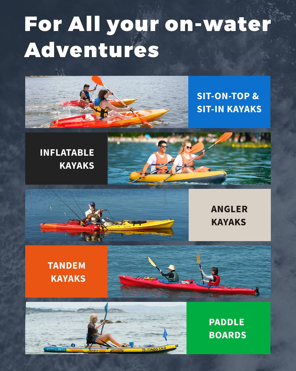 Adjustable Aluminum Kayak Paddle with Drip Rings V748