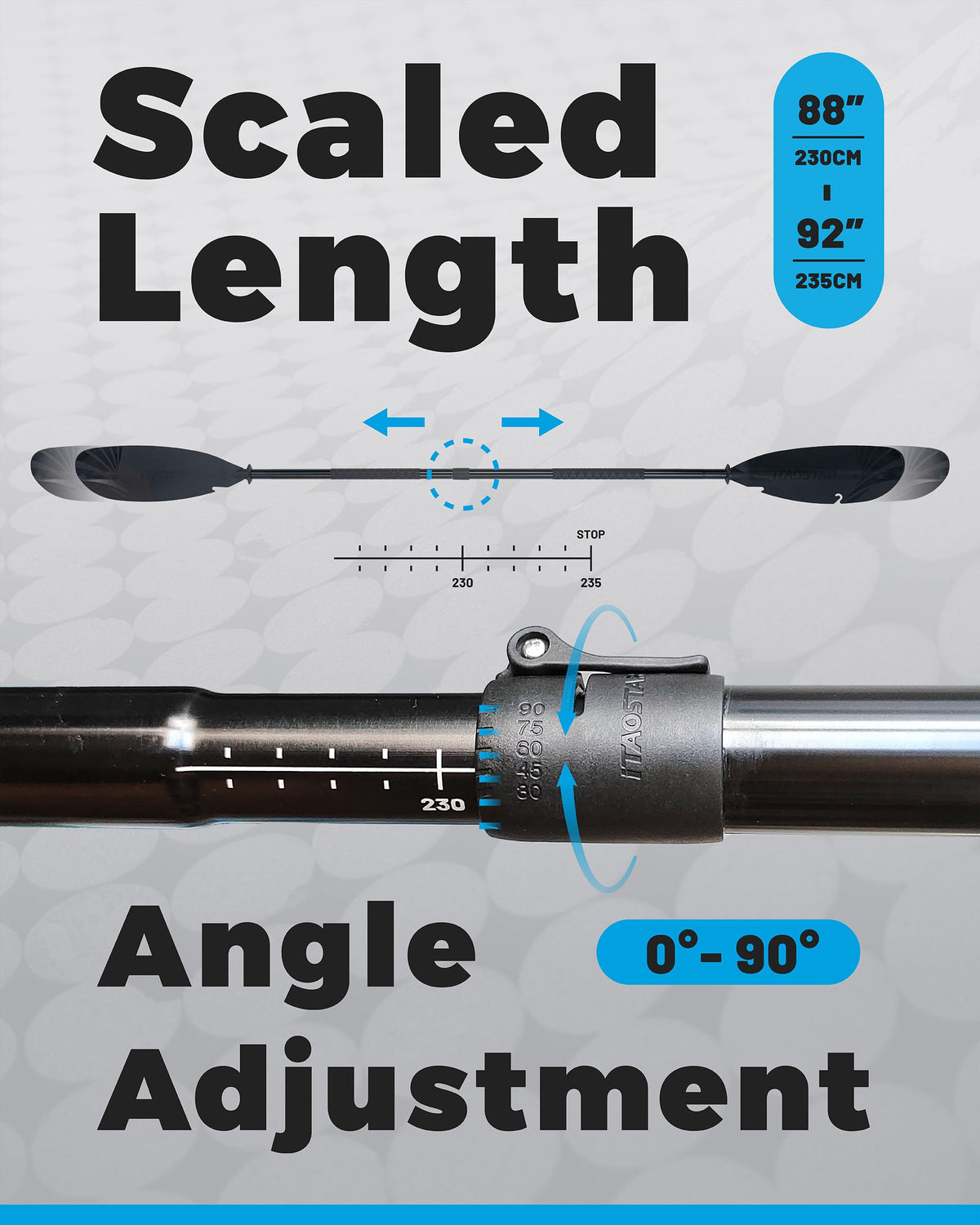 Adjustable Aluminum Kayak Paddle with Drip Rings V748