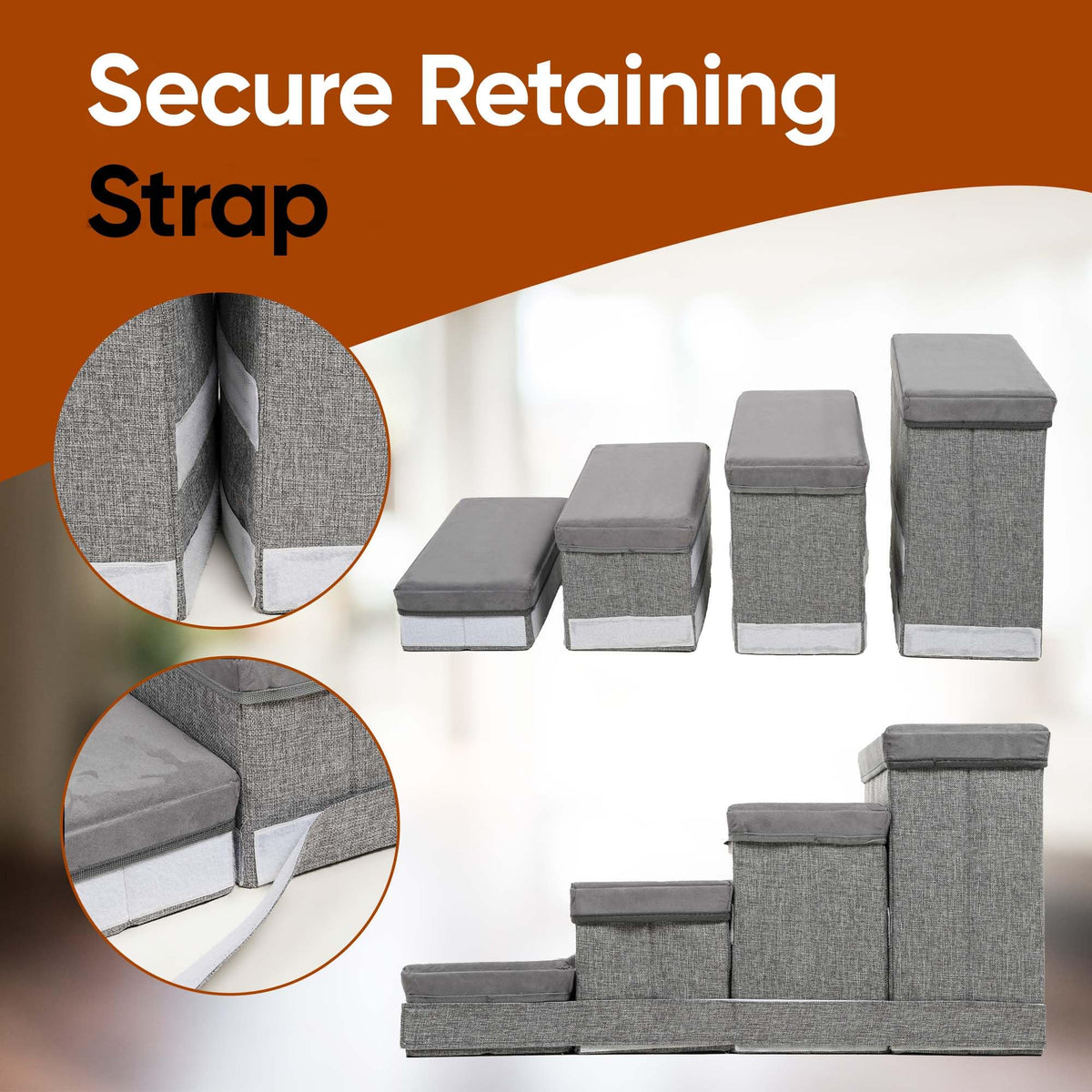 Foldable Pet Stairs with Storage S7682