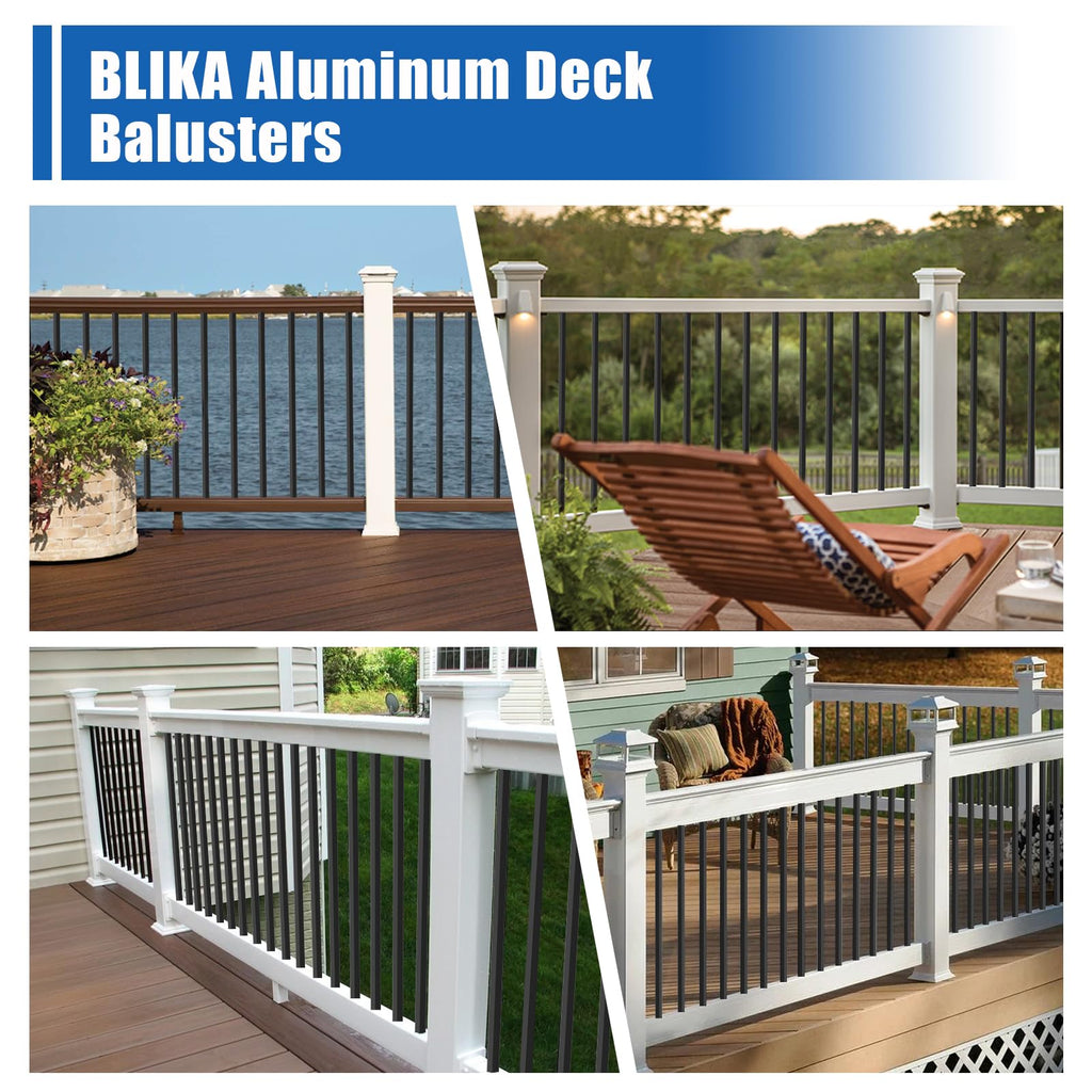 100 Pack 26" Square Black Aluminum Deck Balusters L953673