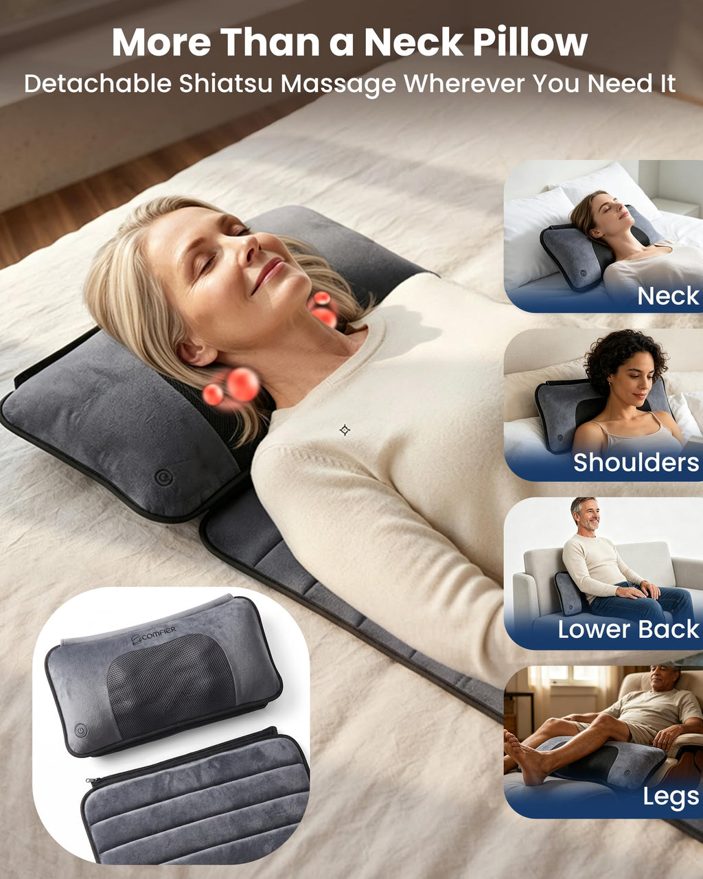 Full Body Massage Mat with Detachable Shiatsu Neck Pillow C584