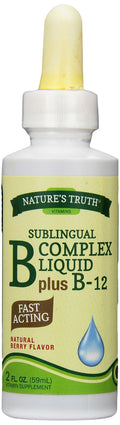 Sublingual Vitamin B Complex Plus B-12 Liquid, Natural Berry, 2 Fl Oz (Pack of 3) G14103