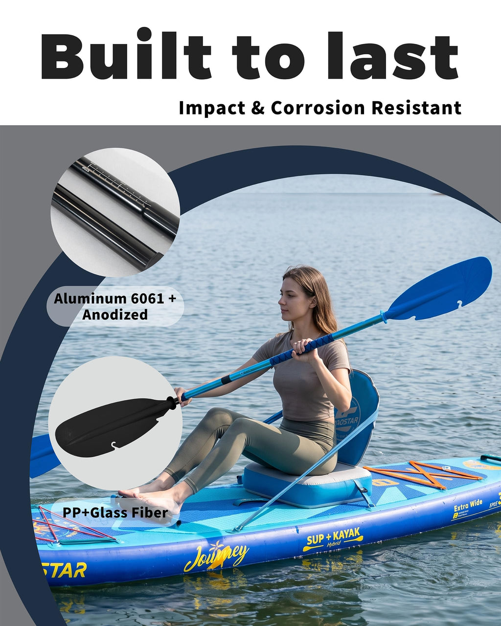 Adjustable Aluminum Kayak Paddle with Drip Rings V748