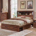 Queen Size Wood Bed Frame with Storage Headboard and 4 Drawers F881