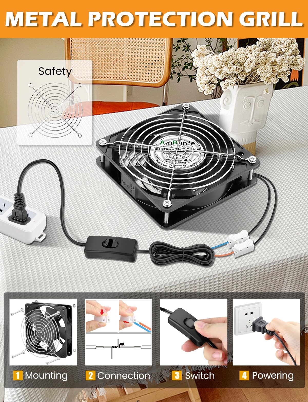 120mm x 25mm AC Ball Bearing Computer Fan I4584