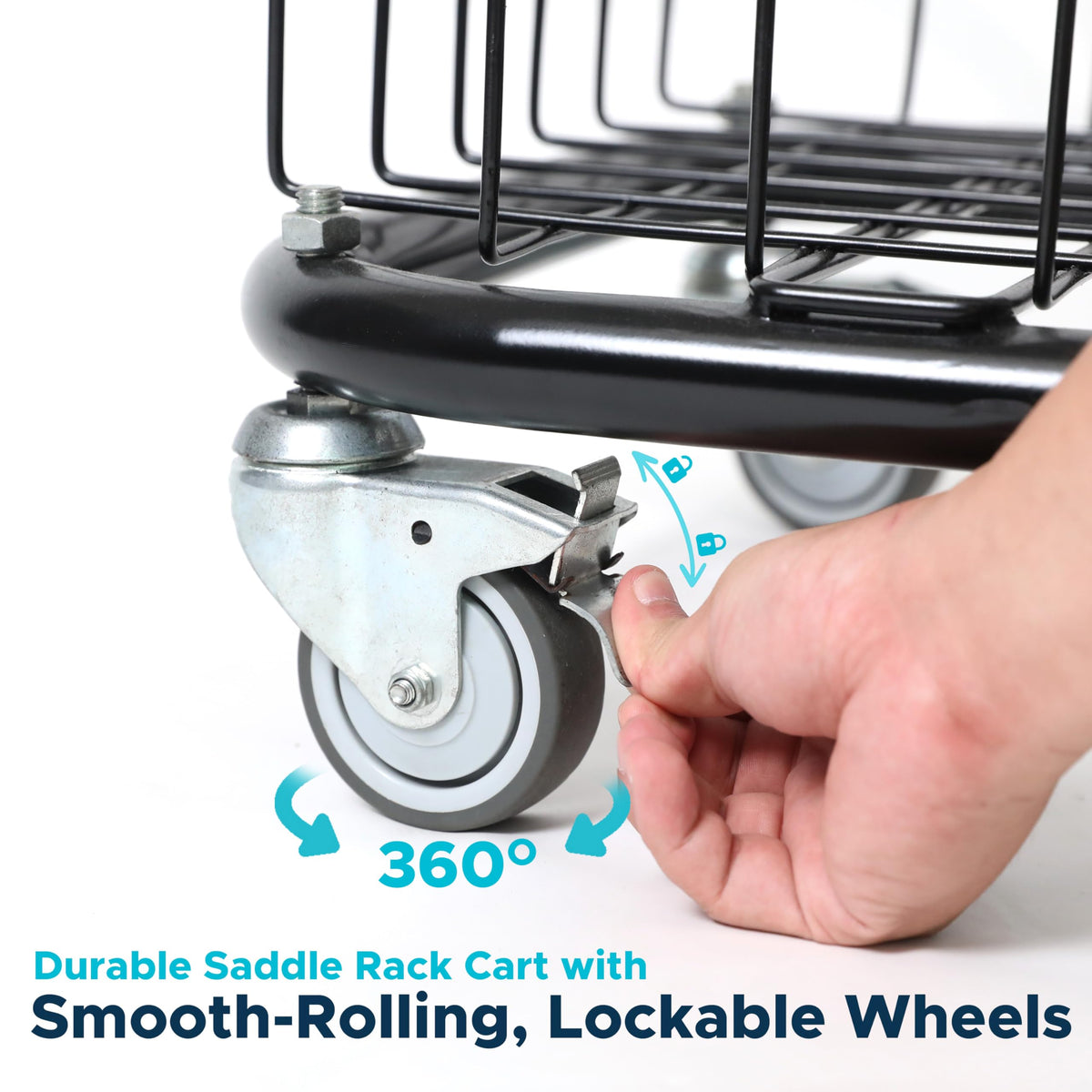 220 Lbs Rolling Saddle Rack Cart with Basket D275