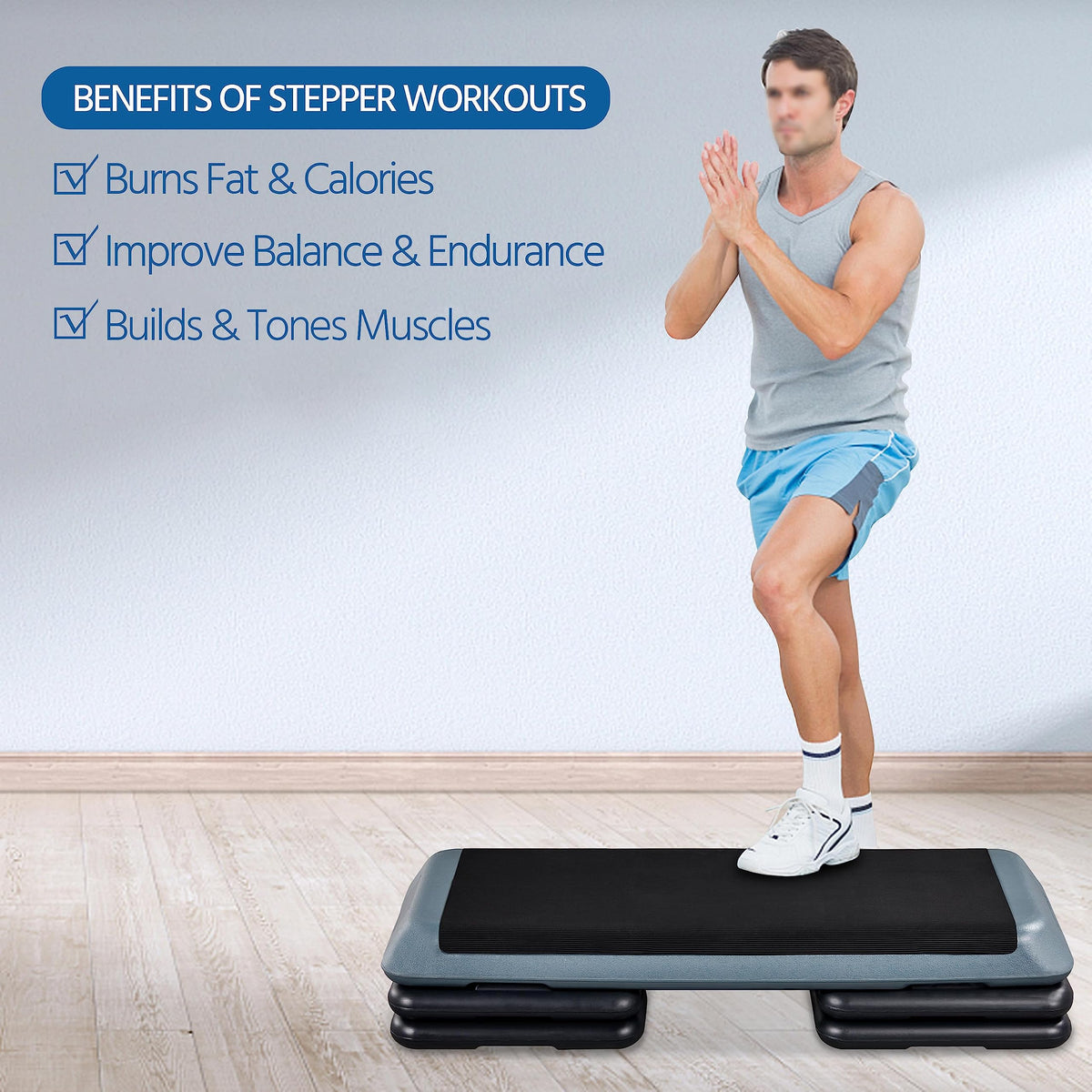 43in 3-Level Adjustable Aerobic Step Platform O4954