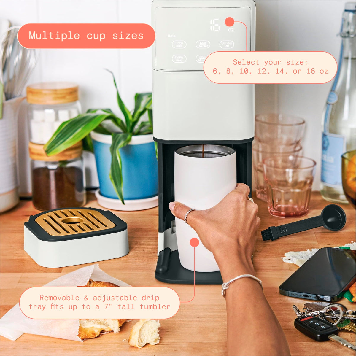 Single Serve Coffee Maker with Burr Grinder C756530