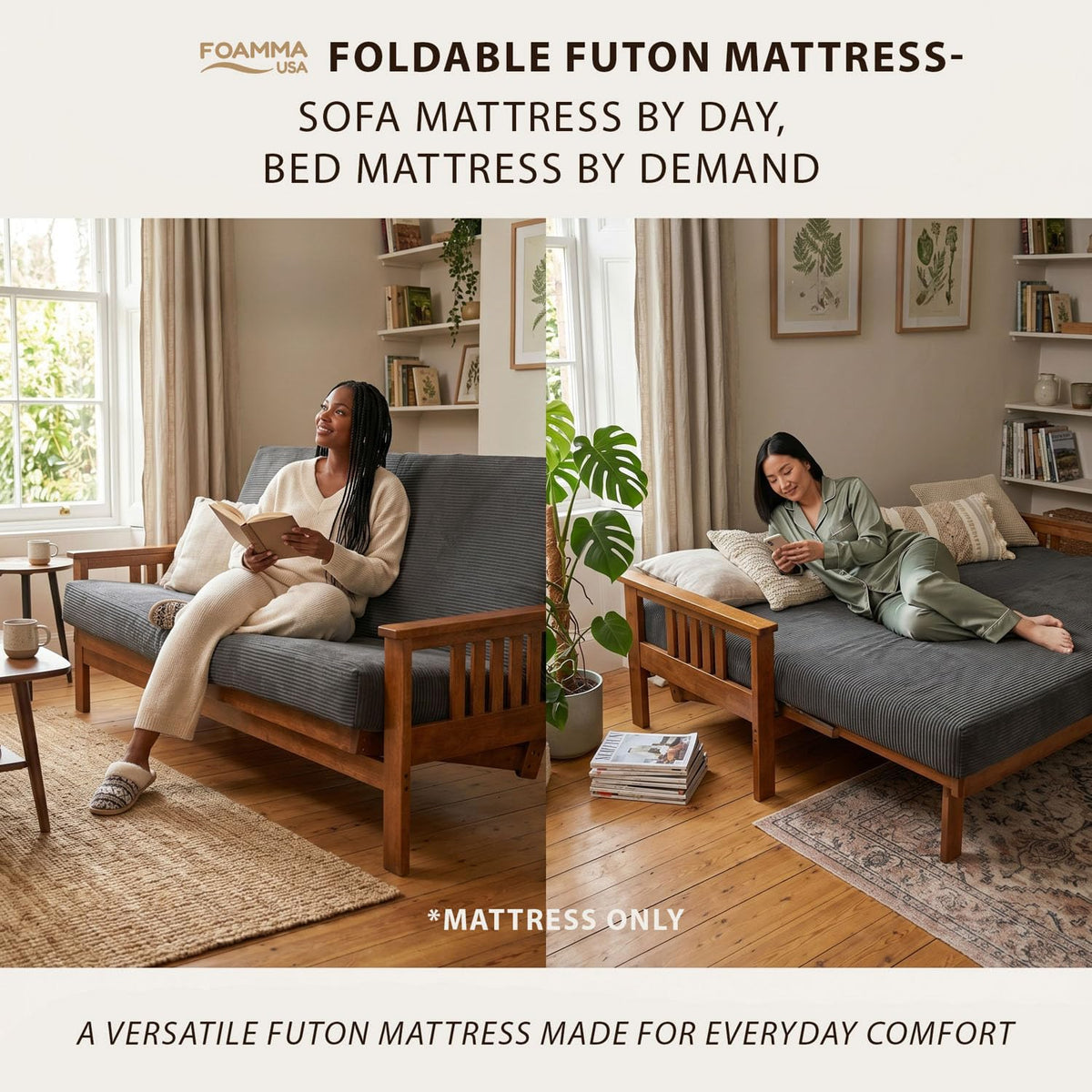 6-Inch Memory Foam Futon Mattress with Removable Cover Q988