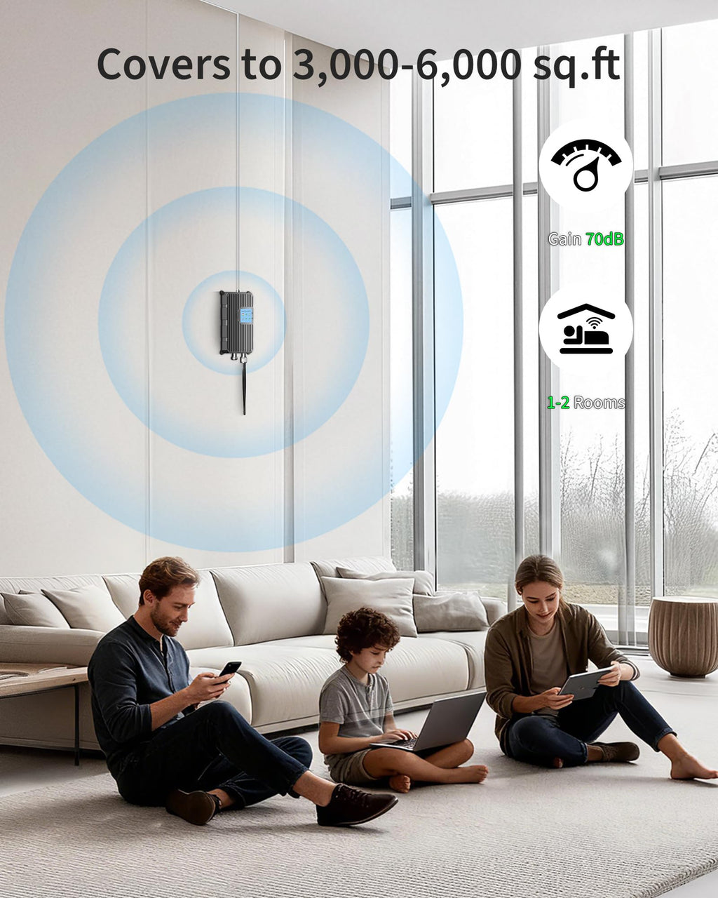 Cell Phone Signal Booster Up to 3000 Sq.Ft 4G LTE 5G Cellular Repeater U993
