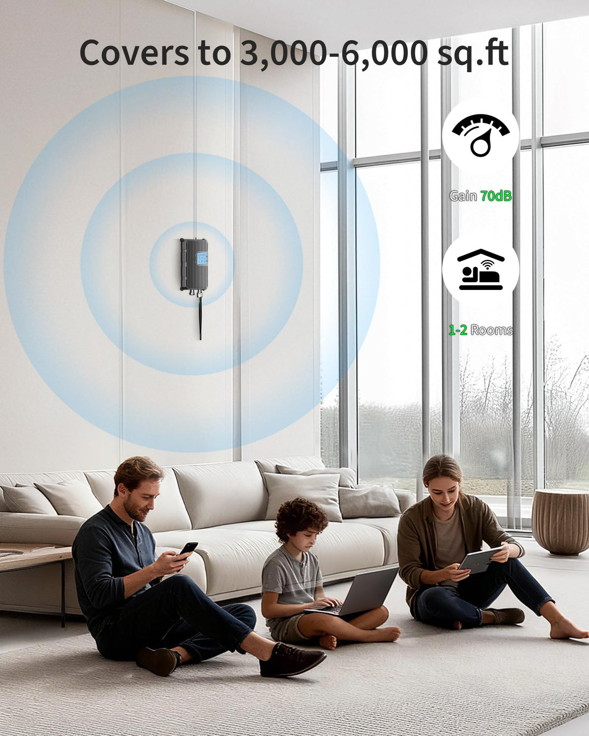 Cell Phone Signal Booster Up to 3000 Sq.Ft 4G LTE 5G Cellular Repeater U993