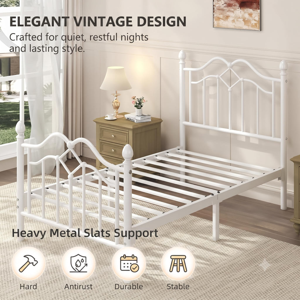 Twin Size Bed Frame with Victorian Headboard & Footboard A658562