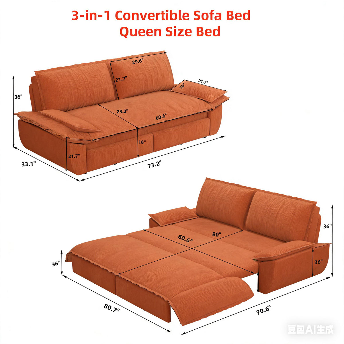 Orange Velvet Two Seater Sofa R2026