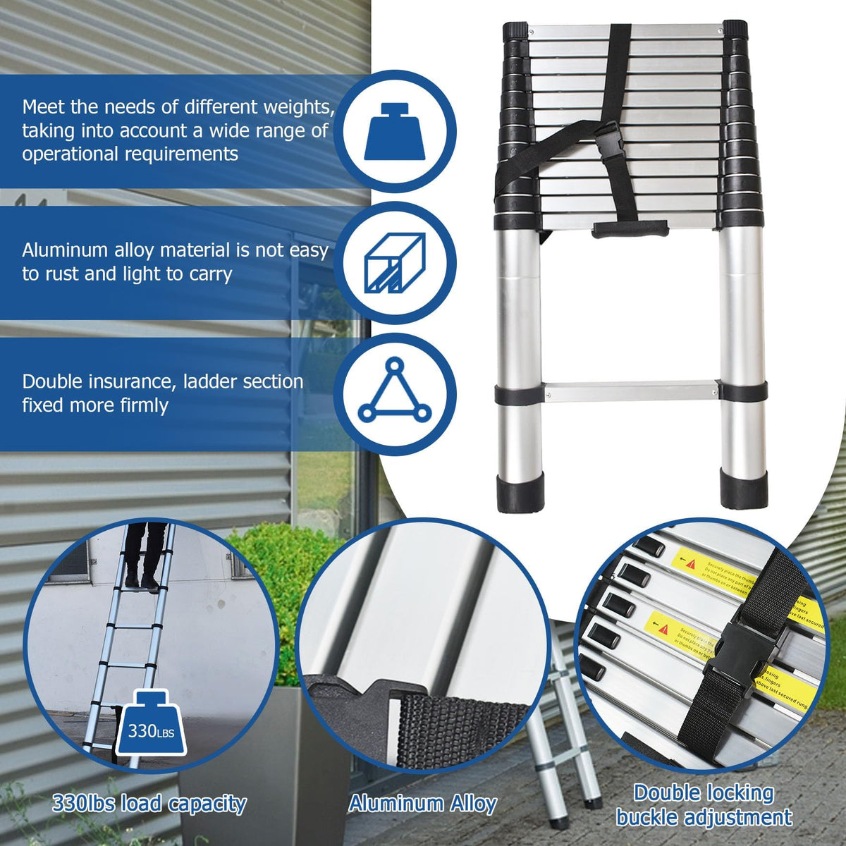 12.5 FT Aluminum Telescoping Ladder U8721