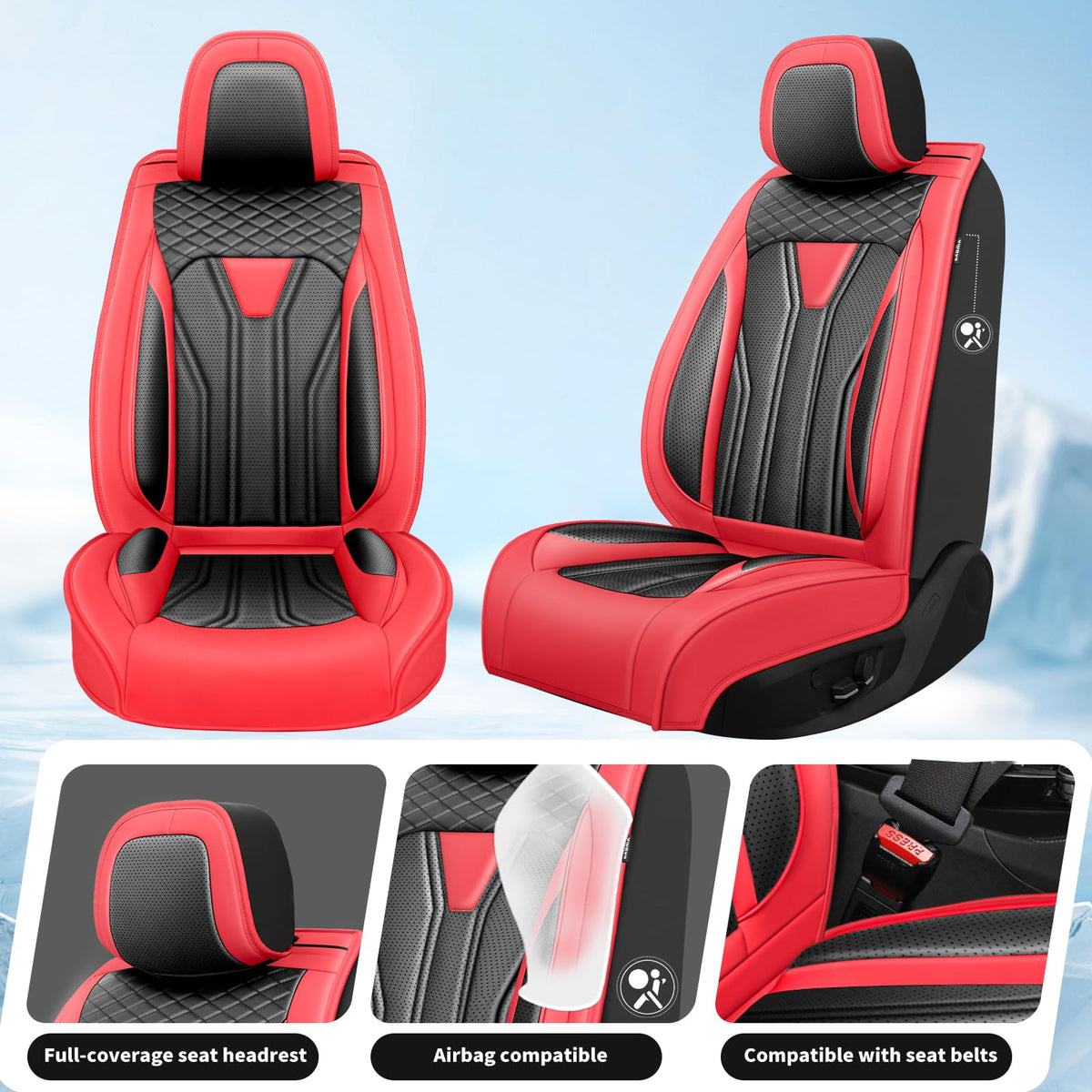 Red & Black Car Seat Covers R423354