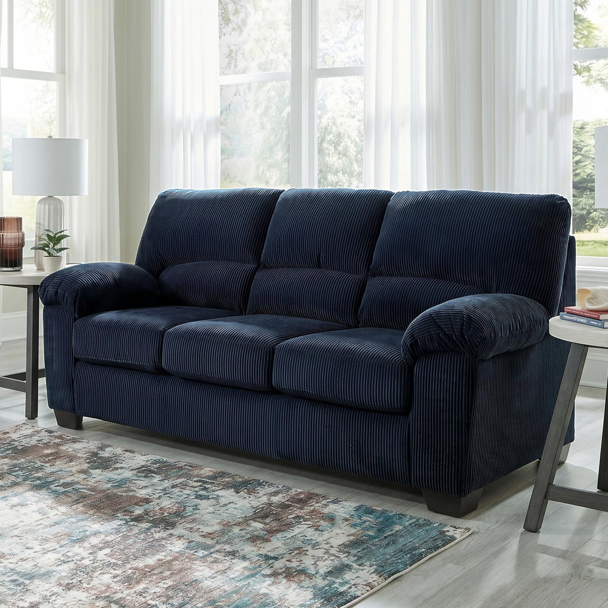 Navy Corduroy Sofa M672