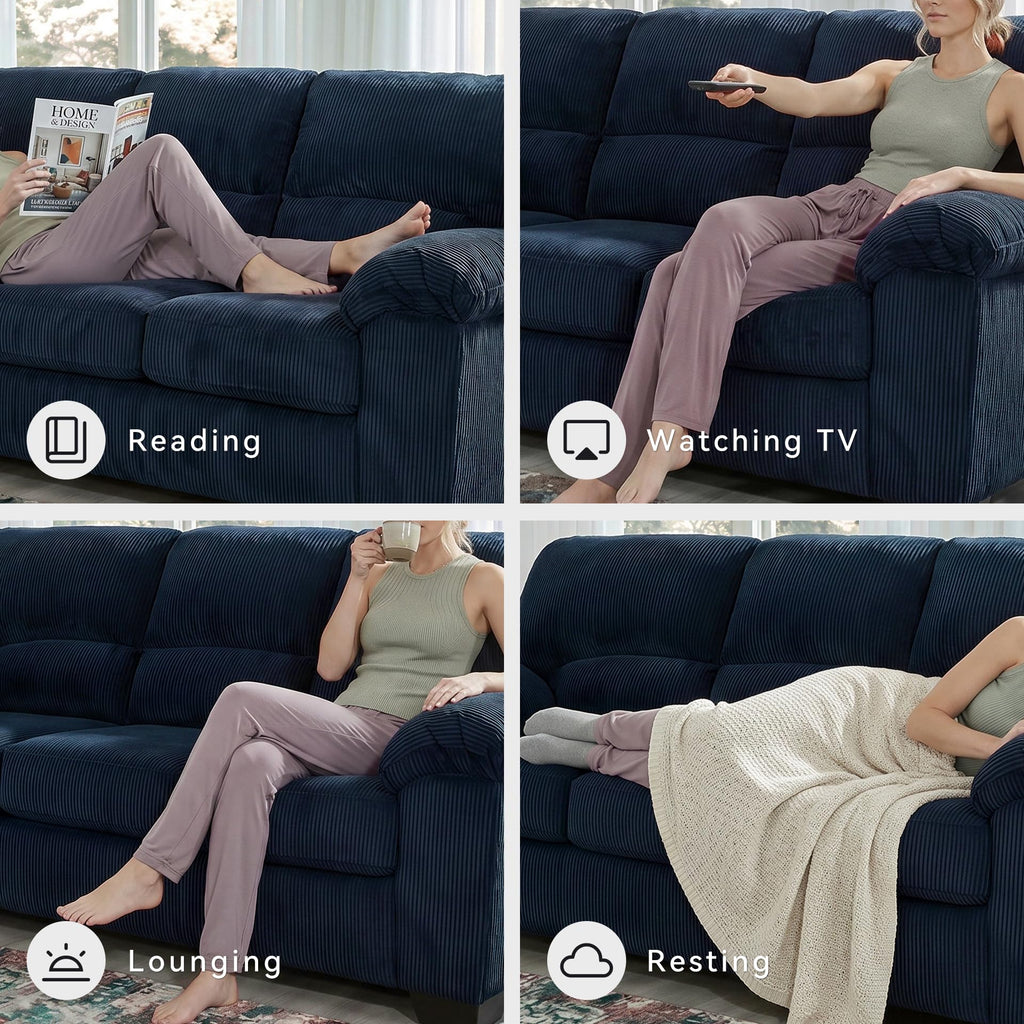 Navy Corduroy Sofa M672