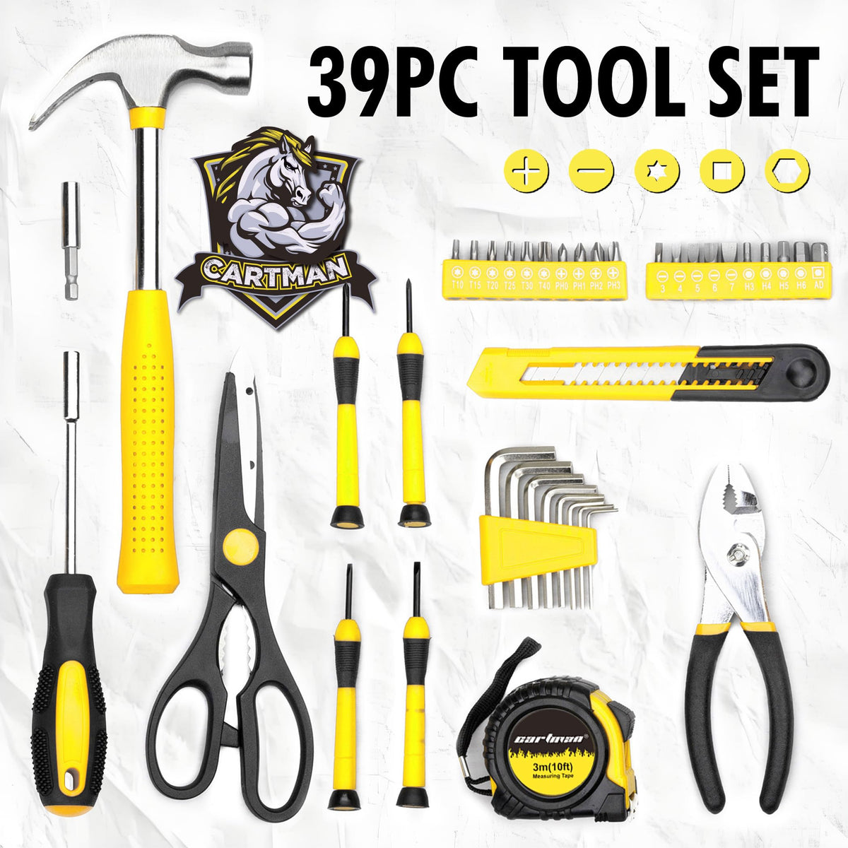 39-Piece Household Tool Set with Storage Case G275