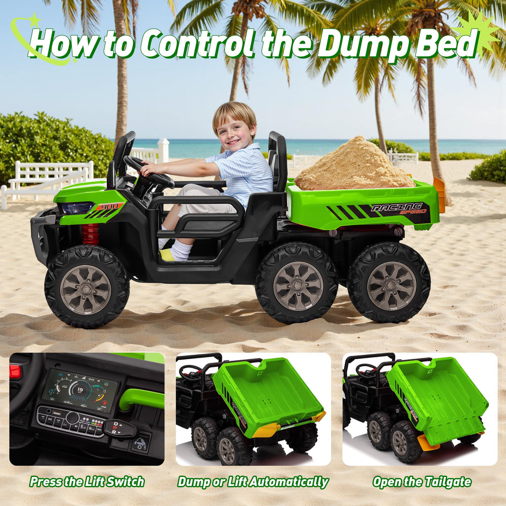 24V 2 Seater 4WD 6-Wheels Battery Powered Ride On Dump Truck D906326