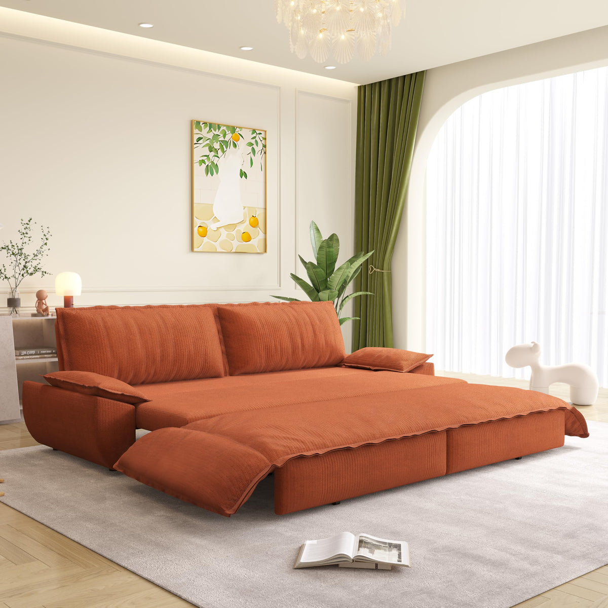 Orange Velvet Two Seater Sofa R2026