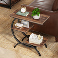 C-Shaped 3-Tier End Table with Curved Metal Frame N52230