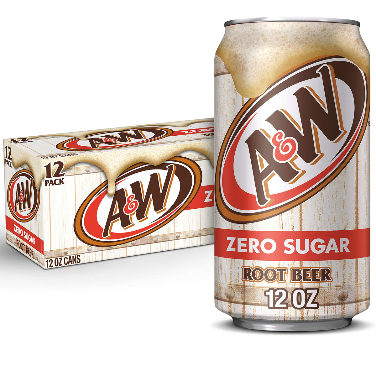 Zero Sugar Root Beer Soda, 12 fl oz cans, 12 pack R4388