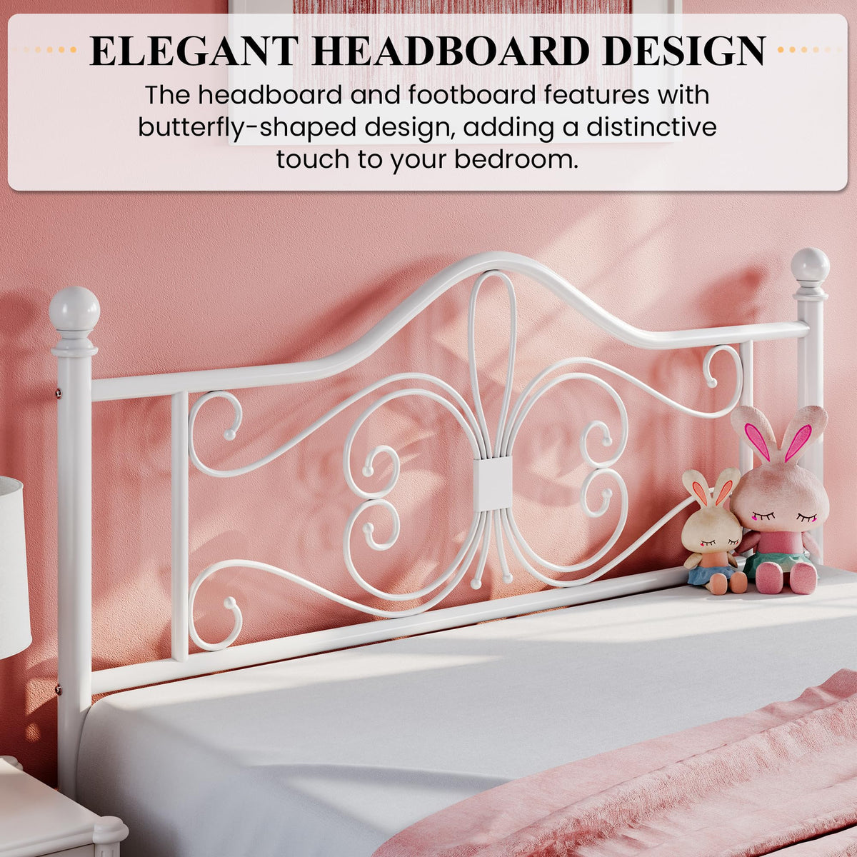 Full Size White Metal Bed Frame with Headboard C620