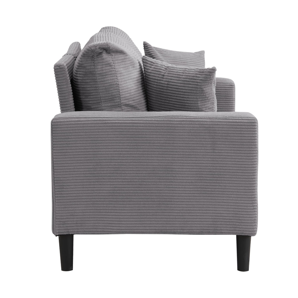 Oversized Corduroy Sofa with 2 Throw Pillows D814
