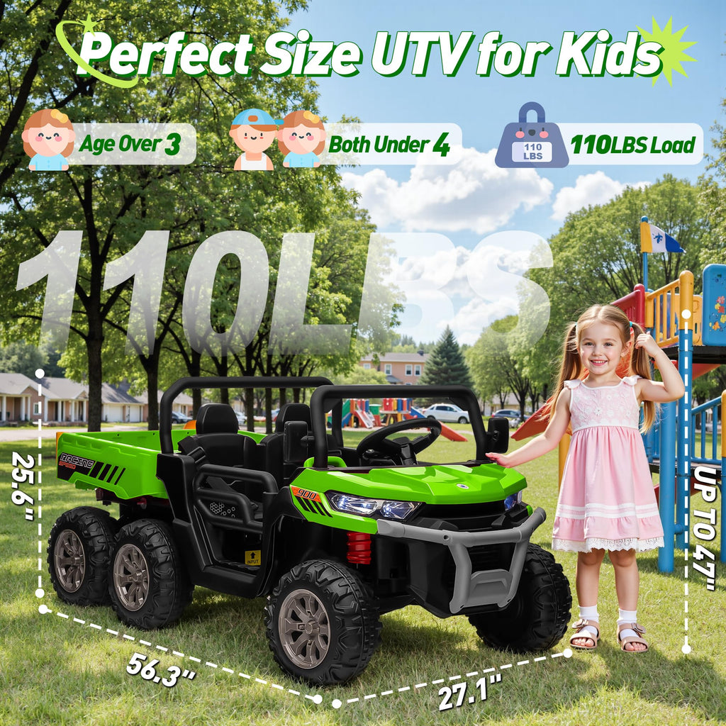 24V 2 Seater 4WD 6-Wheels Battery Powered Ride On Dump Truck D906326