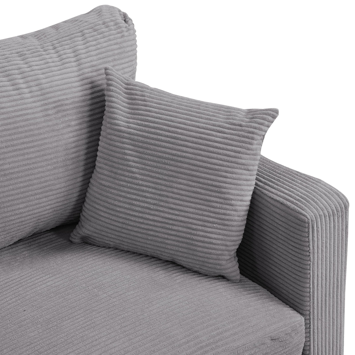 Oversized Corduroy Sofa with 2 Throw Pillows D814